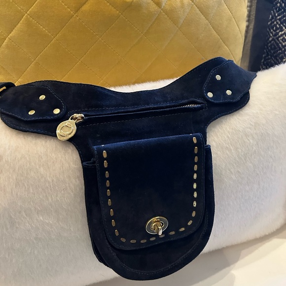 Calleen Cordero Gavranita Belt Bag in navy blue suede - Picture 9 of 10